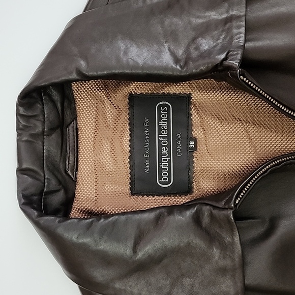 Boutique of Leathers Canada Men's Dark Brown Leather Full Zip Lined Jacket Sz 38 - Picture 7 of 16
